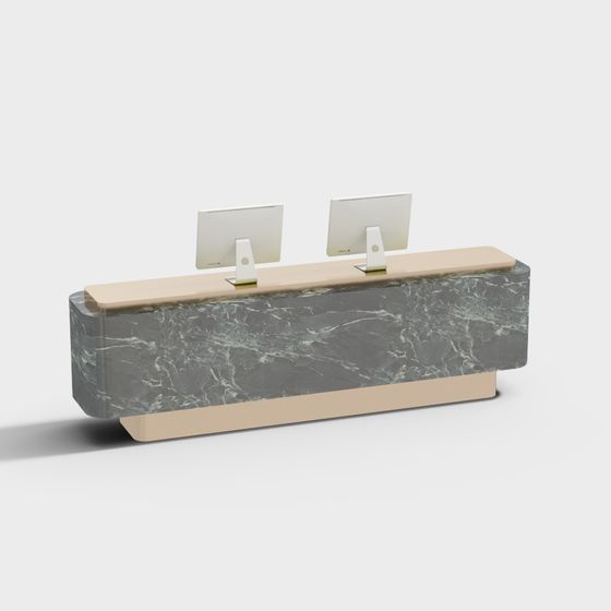 Elegant Minimalist Reception Desk 3D model