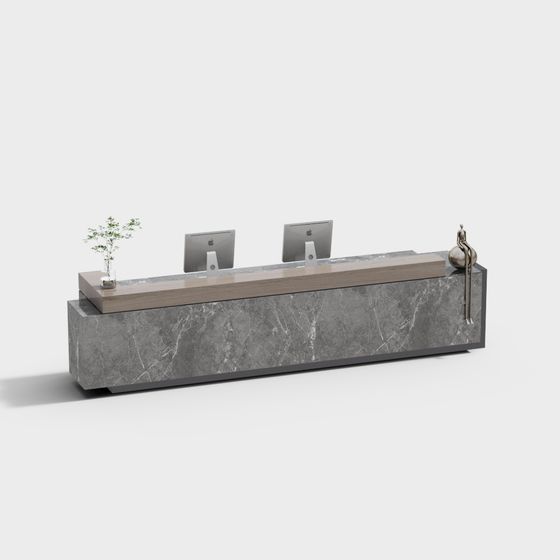 Elegant Minimalist Reception Desk 3D model