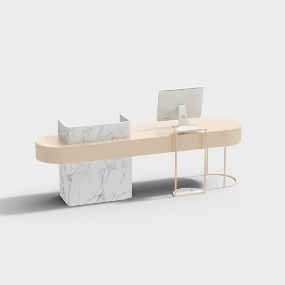Sleek Office Desk Low-Poly 3D model