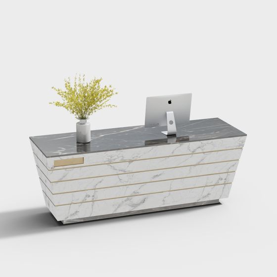 Elegant Low-Polygon Office Desk 3D model