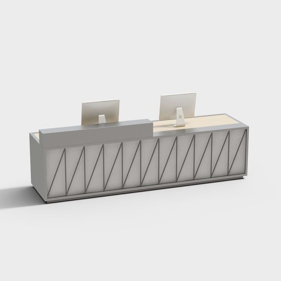 Stylish Low-Poly Reception Desk 3D model