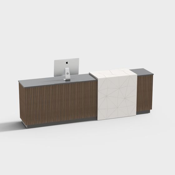 Low Poly Modern Reception Desk 3D model