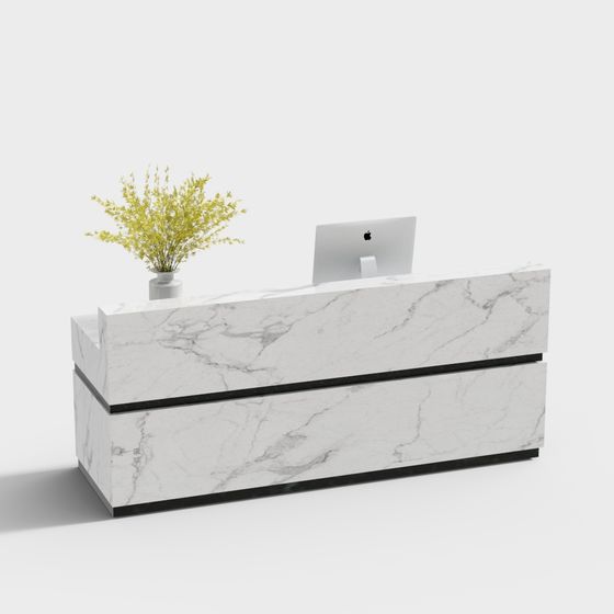 Elegant Marble Reception Desk 3D model