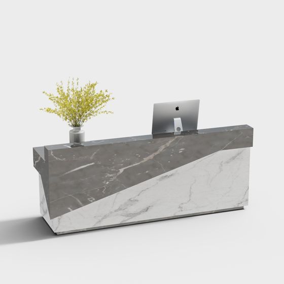 Stylish Reception Desk 3D Model Design