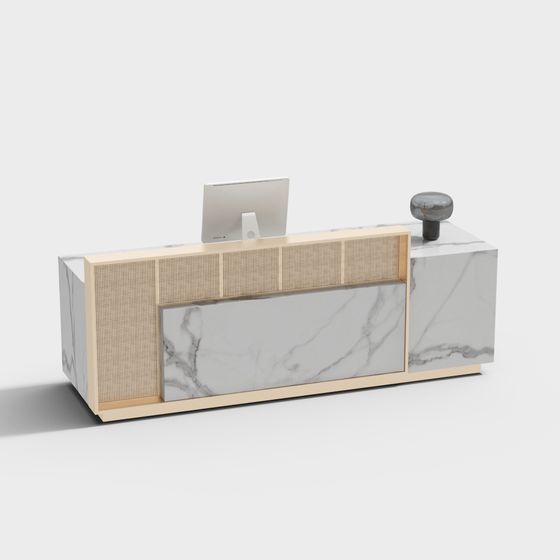 Elegant Marble Desk 3D model for Contemporary Offices