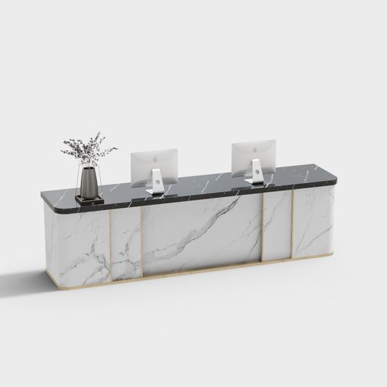 Sleek Marble Reception Desk 3D model