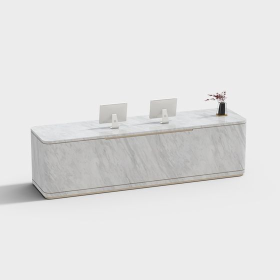 Elegant Marble Office Desk 3D model