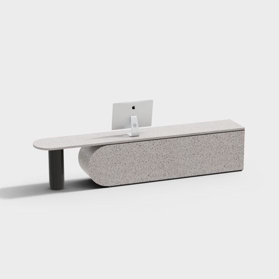 Concrete Office Desk 3D model in Modern Minimalist Style