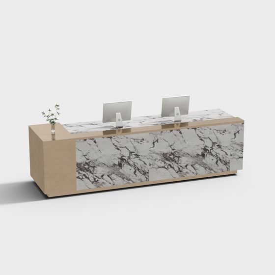 Modern Minimalist Reception Desk 3D model