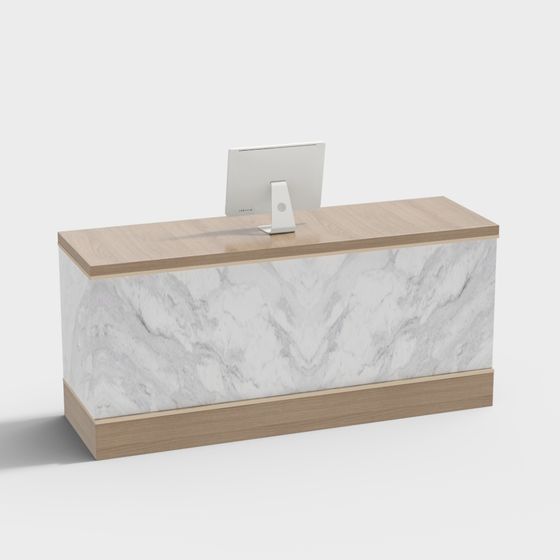 Elegant Low-Poly Reception Desk 3D model