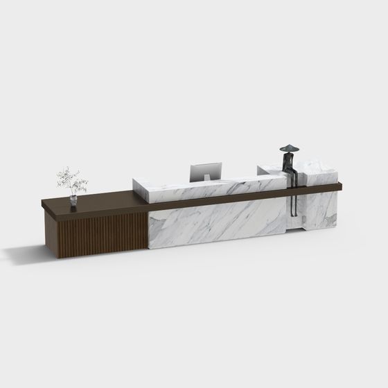 Stylish Low-Poly Reception Desk 3D Model