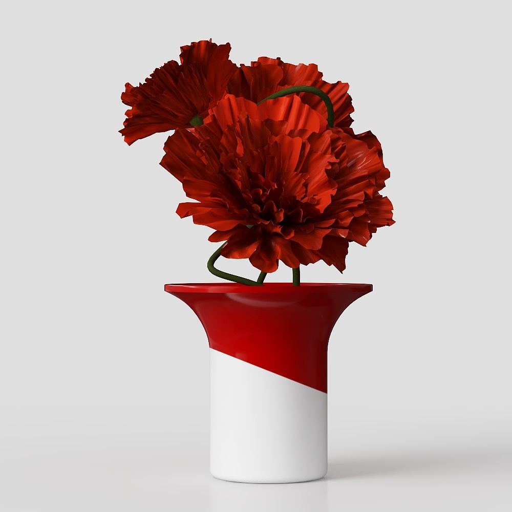 Poppy in Bloom 3D Model – Vibrant Low-Poly Flower