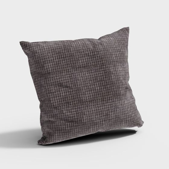 Elegant Gray Checkered Pillow 3D model