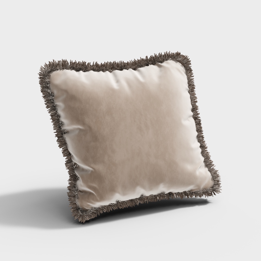 Elegant Low-Polygon Pillowcase 3D Model – Soft Beige Fabric