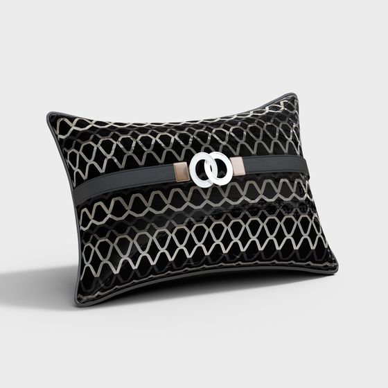 Luxurious Black Throw Pillow 3D model