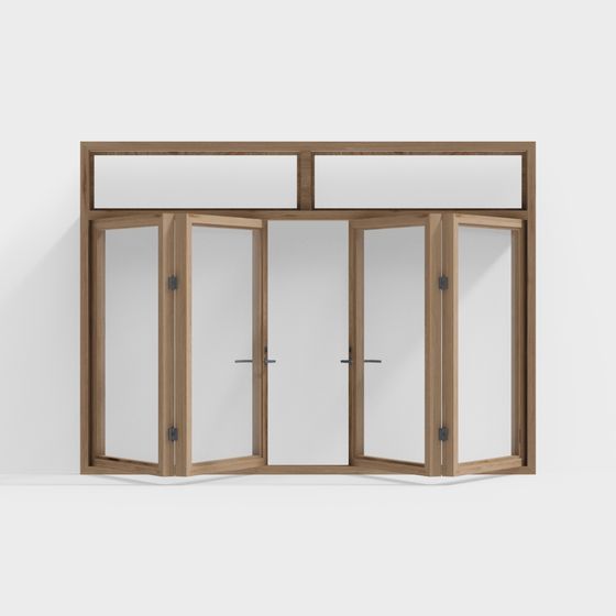 Brown Folding Window 3D Model for Decor