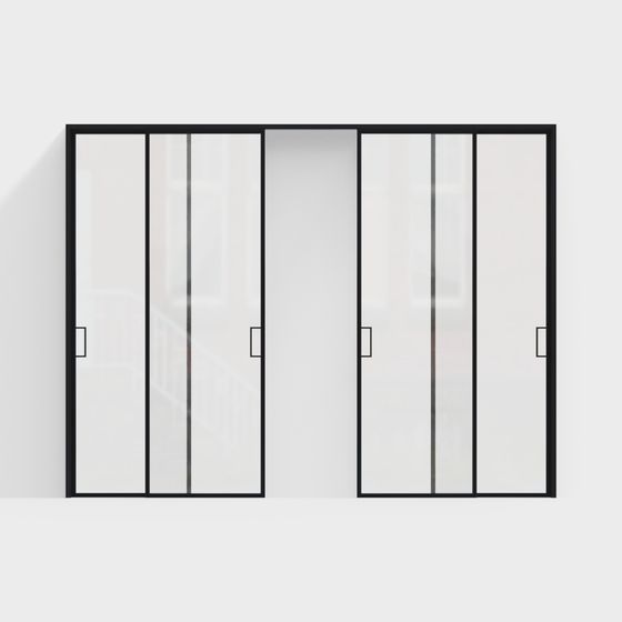 Elegant Glass Sliding Door 3D Model