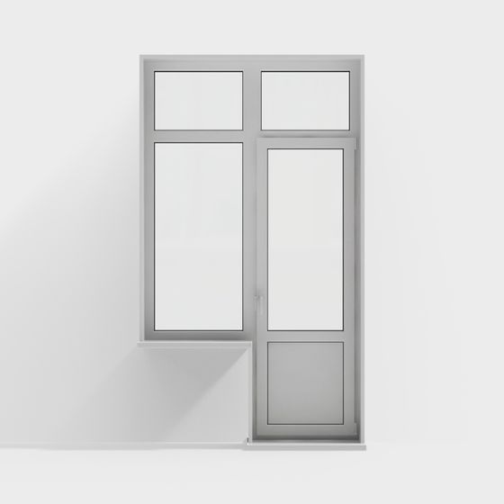 Contemporary Gray Metal Window 3D Model