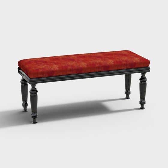 Vintage Style Long Bench 3D model