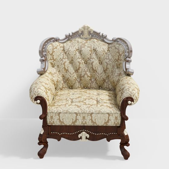 Elegant Victorian Antique Armchair 3D model for Luxurious Spaces
