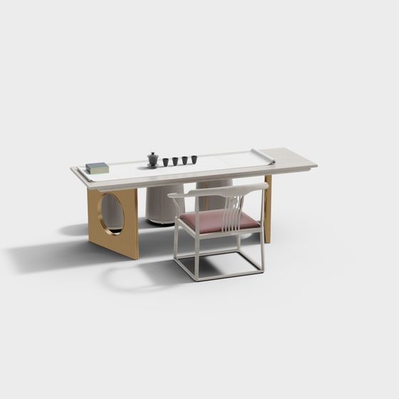 Urban Study Desk and Chair Set 3D model