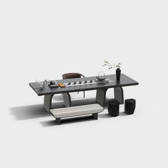 Zen-inspired Tea Table 3D model