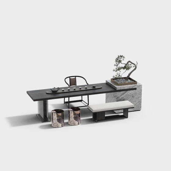 Zen Tea Room 3D model - Modern Minimalism Meets Oriental Aesthetics