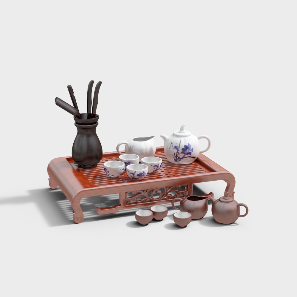 Tea table and tea set