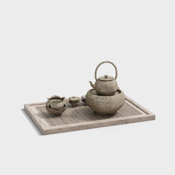 Refined Tea Set 3D Model for Creative Projects