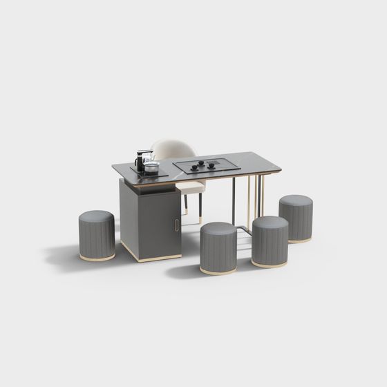 Urban Tea Room Low-Poly 3D model