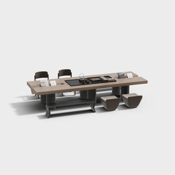 Stylish Conference Table and Chair Set 3D model for Modern Workspaces
