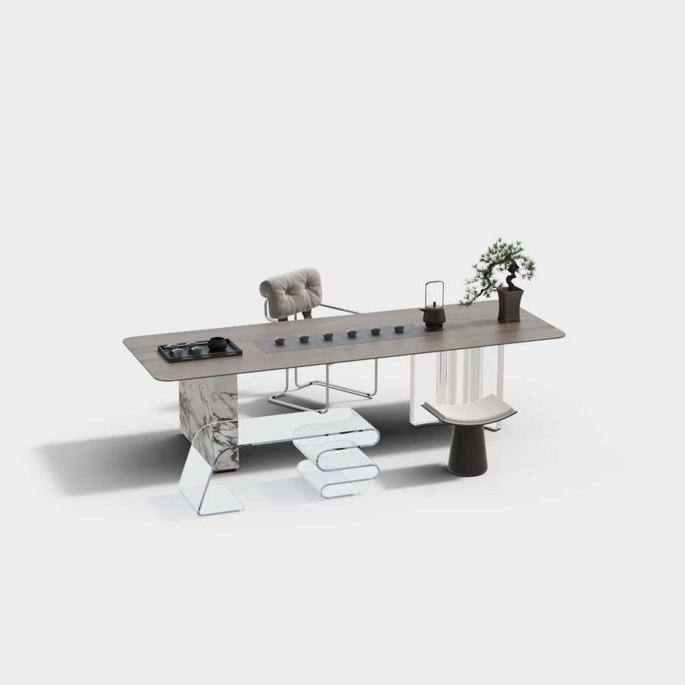 Minimalist Office Desk Set 3D model
