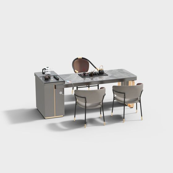 Minimalist Office Desk Set 3D model for Creative Spaces