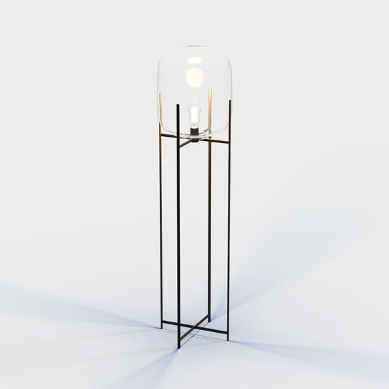 Elegant Floor Lamp 3D model with Minimalist Design