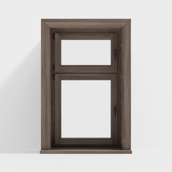 Low-Poly Wooden Frame Window 3D model
