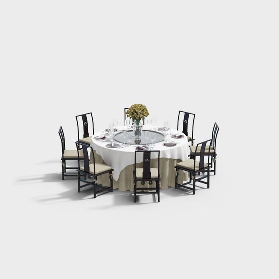 Sophisticated Round Dining Table 3D model for Modern Spaces