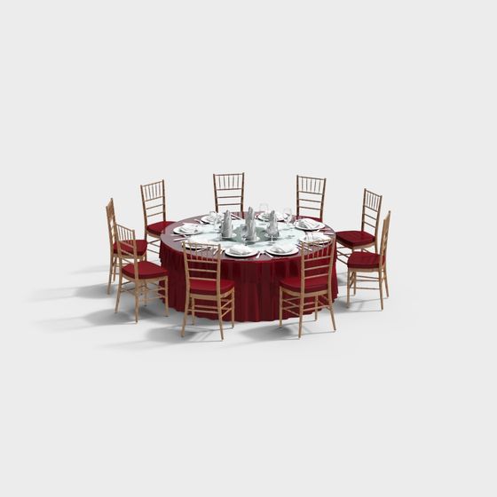Elegant Round Dining Table 3D model