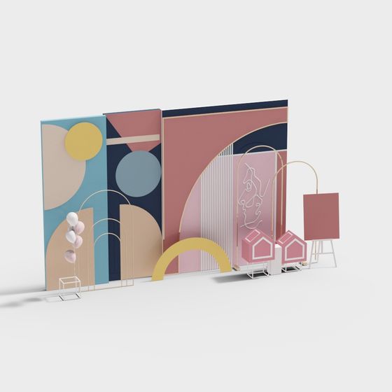 Colorful Abstract Wall Decor 3D model