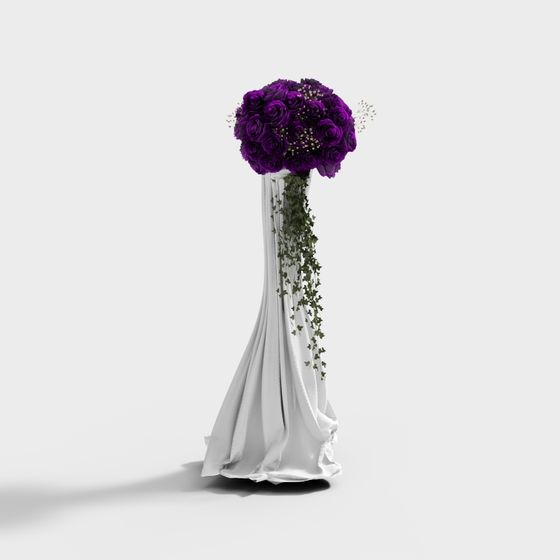 Purple Rose Vase 3D model
