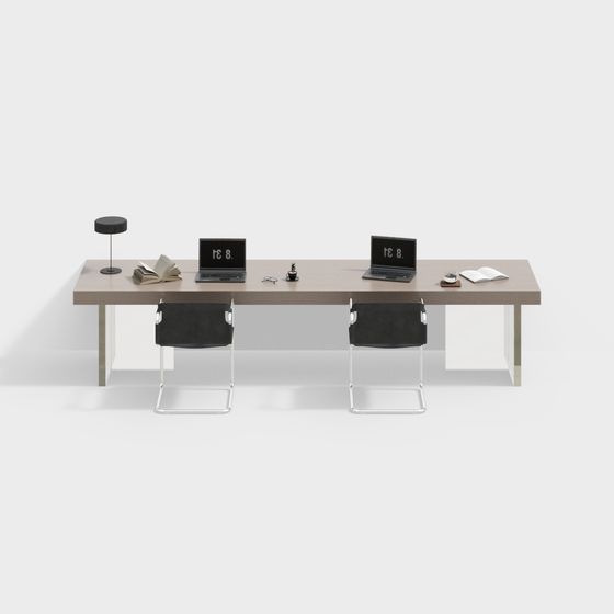 Stylish Double Workspace Desk 3D model