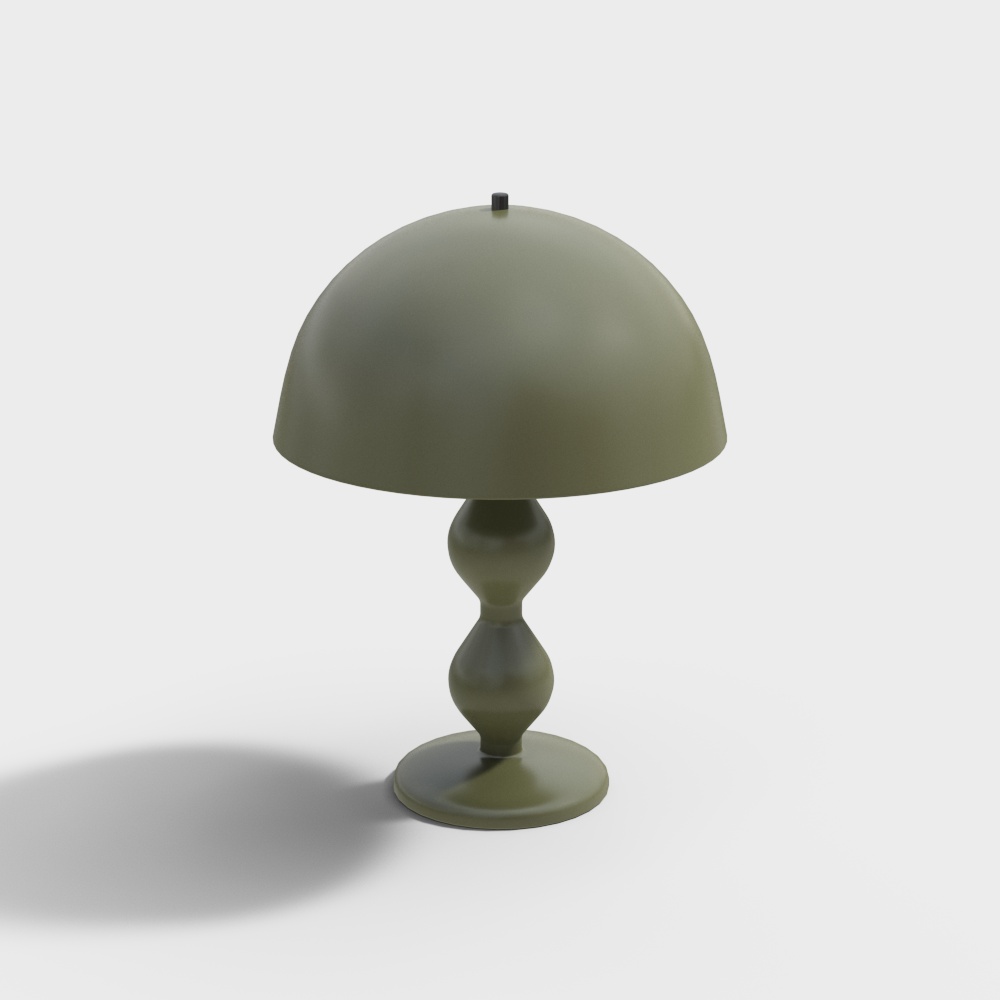 Mushroom Lamp 3D Model – Matte Green Low-Poly Design