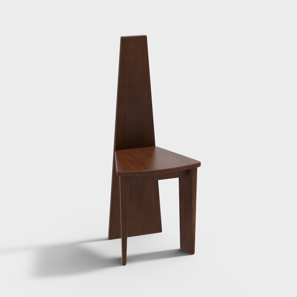 Urban Wooden Chair 3D Model – Minimalist Brown Wood