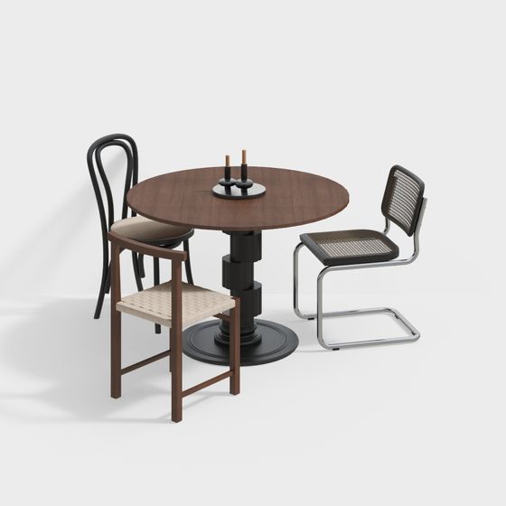 Modern Low-Poly Dining Table and Chairs 3D model