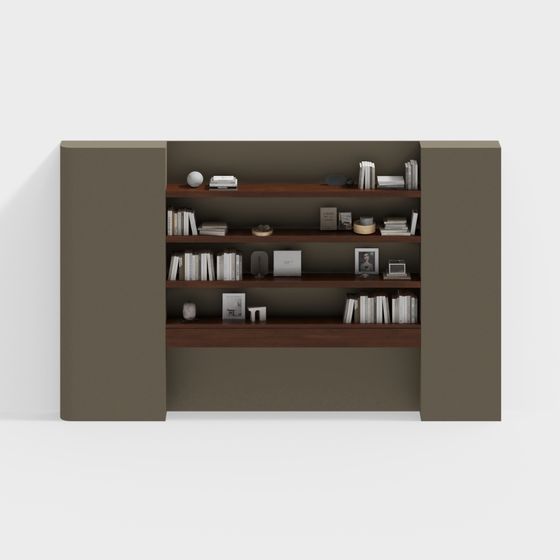 Medieval Style Wall Hanging Bookshelf 3D Model in Green