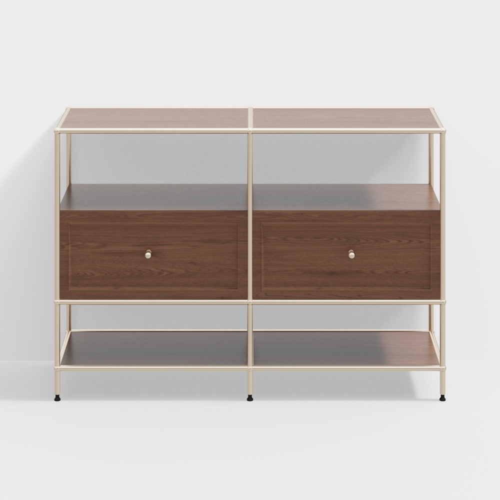 Urban Corner Storage Cabinet 3D Model – Wood and Metal