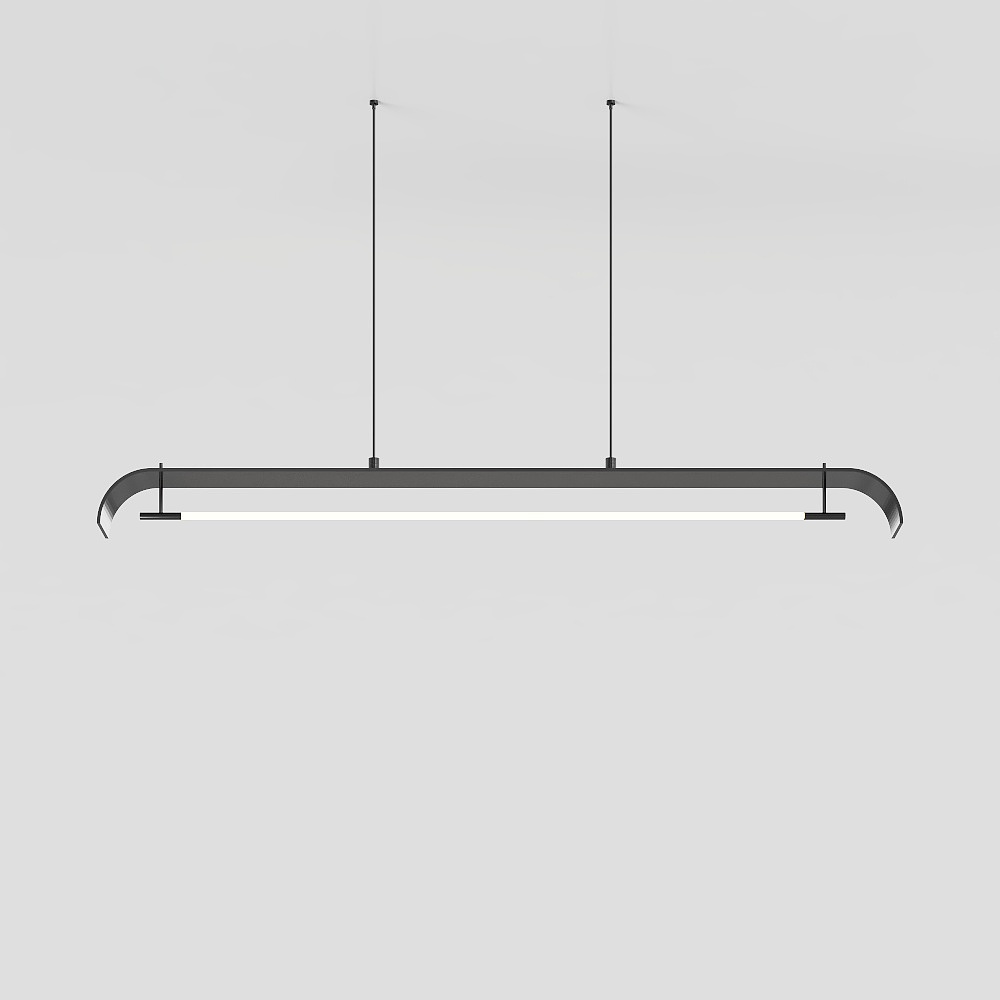 Urban Edge Pendant Light 3D Model – Modern Black Metal