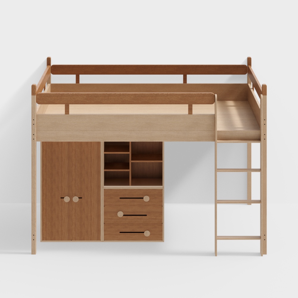Solid wood children's loft bed