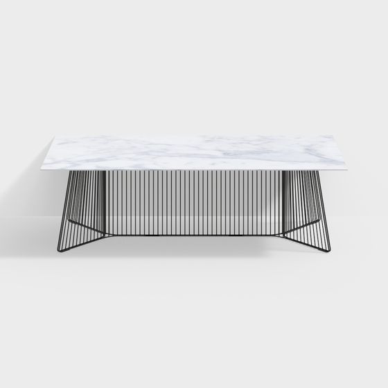 Minimalist Marble Top Metal Frame Coffee Table 3D model