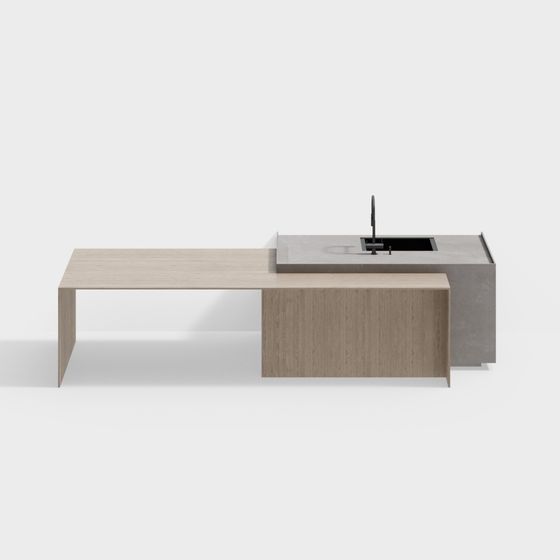 Black Modern Island Dining Table 3D Model