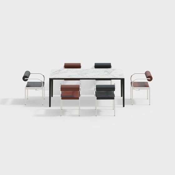 Urban Dining Table and Chair Set 3D model